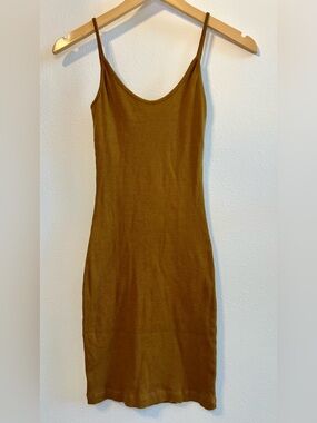 PrettyLittleThing Ribbed Slip Midi Dress in Olive